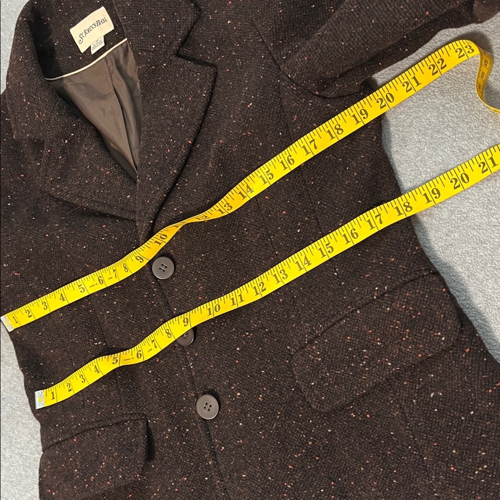 Womens Tweed Wool Blazer Jacket Medium Brown Office Career Old Money Preppy - Picture 6 of 11